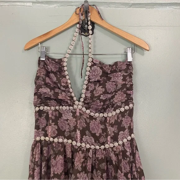 V Chapman Scarlette Dress In Chocolate Peony Floral Size 10 Purple Brown  Ruffle is available for purchase on au PAY Market - Imported Goods Online  Store Co.Ltd. | au PAY Market -